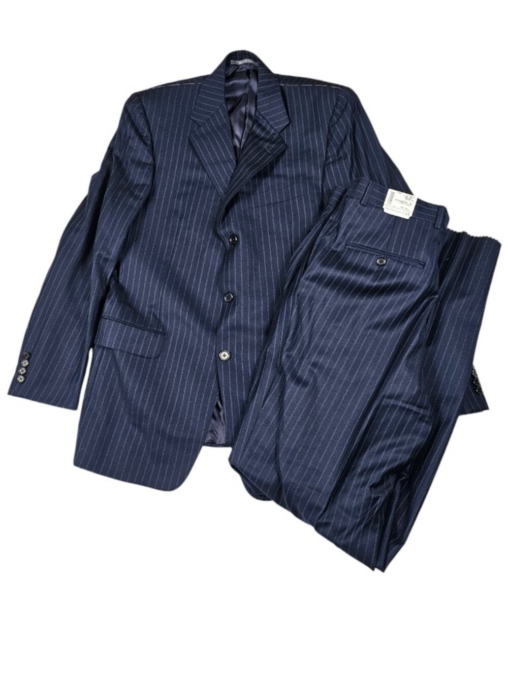 Hickey Freeman 40R Madison Suit Navy Pinstripe 100% Wool 3-Button NWT